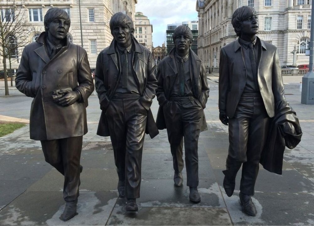 British pop group Beatles statues 