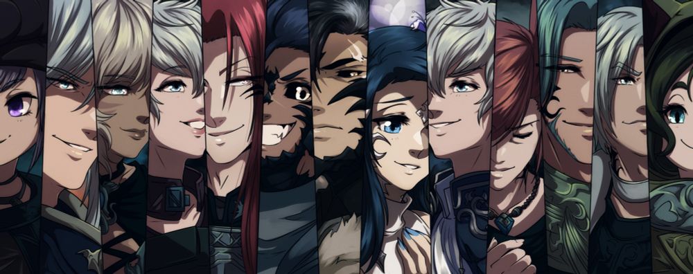 Spoof off of the Endwalker trailer image of the cut in pictures of the Scions of the Seventh Dawn, but I included my friends & my Warriors of Light (Oracio, Khasar, Kai and Evie) as well as Alphinaud