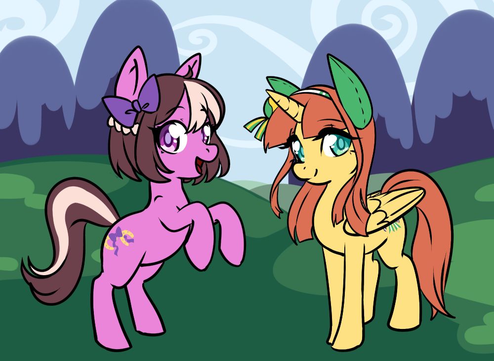 Two Uma Musume characters, Special Week and Silence Suzuka, as My Little Pony: Friendship is Magic ponies