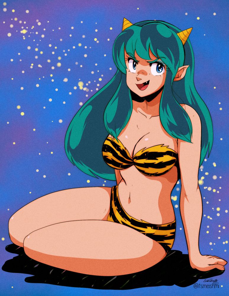 Old doodle of Lum Invader from Urusei Yatsura. I really wanted to try drawing eyes in that old school way and I just ended up drawing the rest of her around them after! Still love her! I was itty bitty when my grandfather would bring ancient anime back from his trips to Japan, I feel like the styles still influence me even now! 