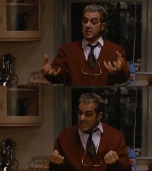 “Just when I thought I was out, they pull me back in” meme without any text