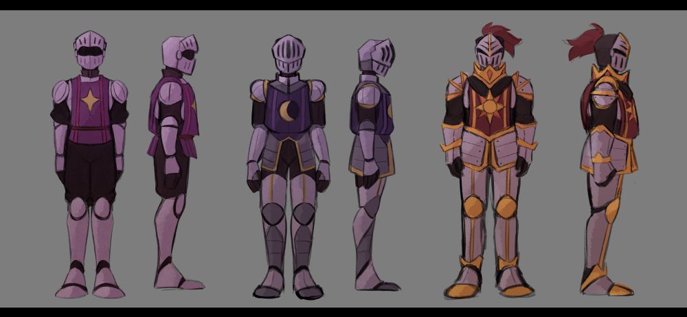 Star Map References for the fictional knight ranks in the comic. Ranks from left to right: Star, Moon, and Sun.