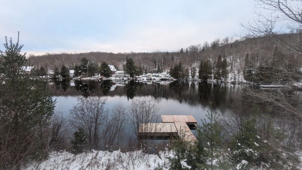 A snowy, quiet lakeview
