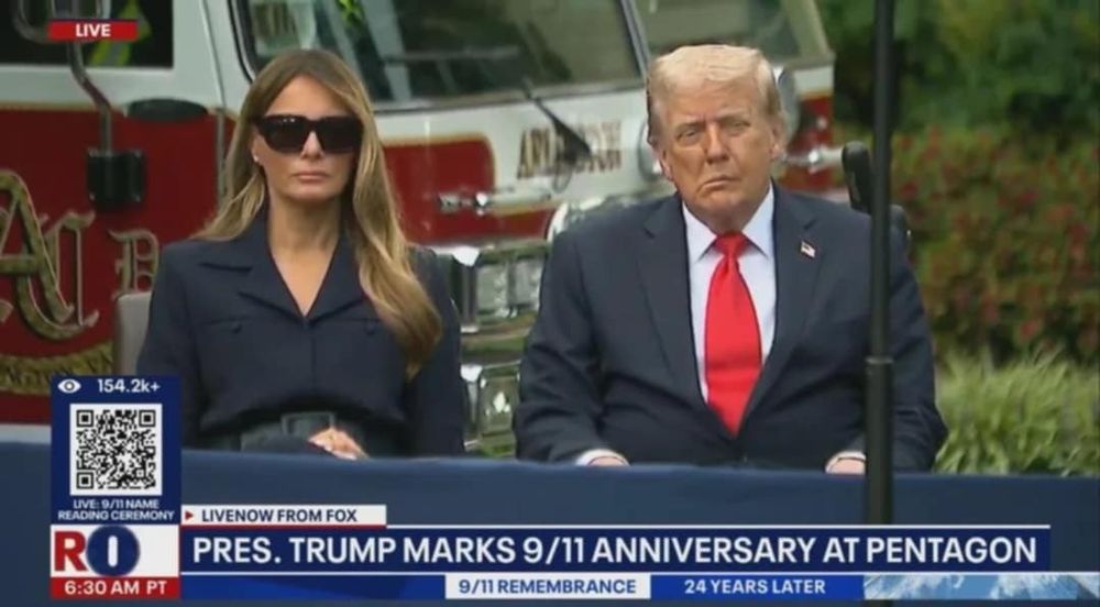 Trump at 9/11 memorial, face drooping