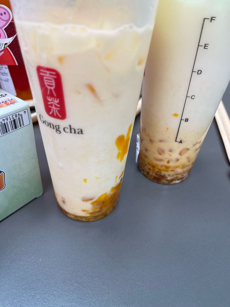 A photo of two drinks from gong cha.