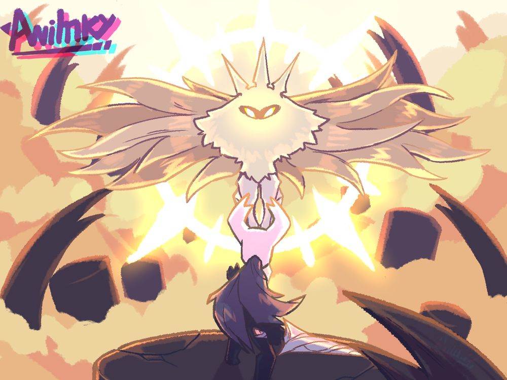 its the player, facing against a powerful foe.