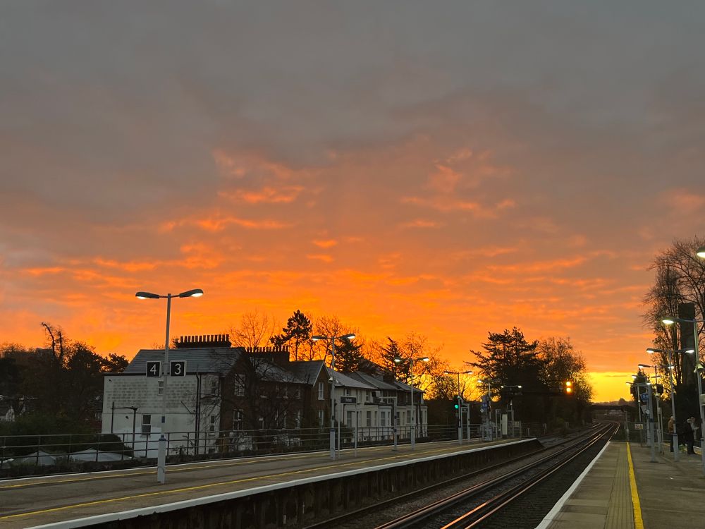 Sunrise from a train station platform in south east London.  
