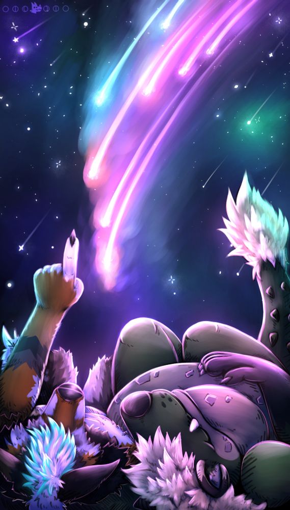 Coyote & Gatoryeen lay beneath a starfall and stargaze together.