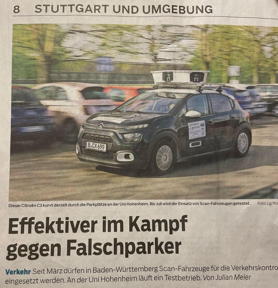 Endlich Effektiverer Kampf gegen Falschparker. Artikel in einer Schwäbischen Zeitung. 