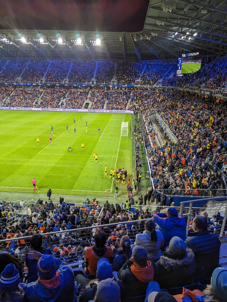 Columbus Crew celebrate the game winning goal in the 2023 Eastern Conference Final.