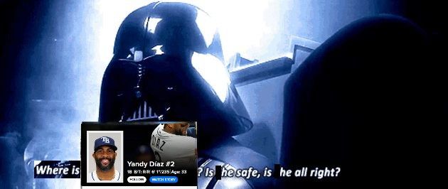Screenshot of Darth Vader from Revenge of the Sith saying "Where is Padme? Is she safe, is she all right?" but a picture of Yandy Diaz has been photoshopped over the word Padme. It also now says "Is he safe, is he all right?"