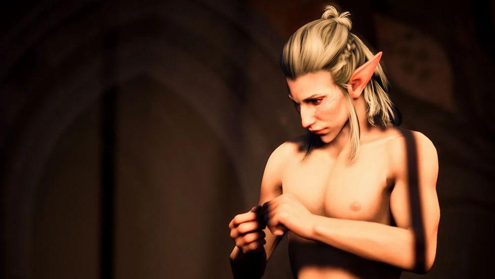 a picture of the same character, top-less