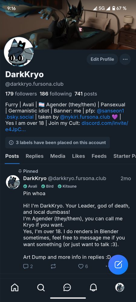 @DarkKryo's Bluesky Profile. There is nothing out of the ordinary about it.