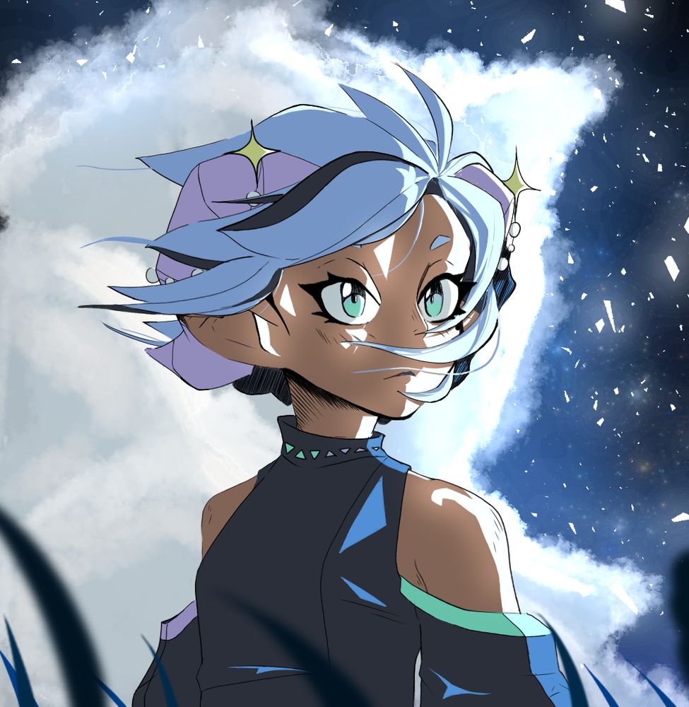 A night-time scene of my friends OC with the colors they picked out