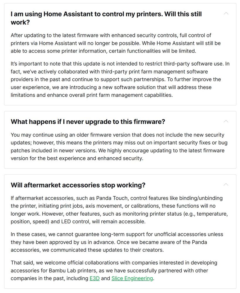 Bambu telling you how the new firmware screws you.