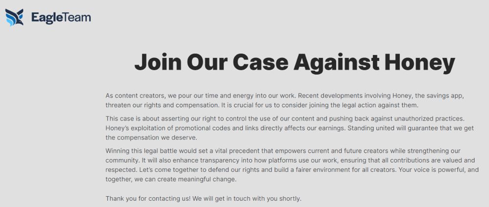 Receipt from requesting to join lawsuit. Waiting for them to contact me now.