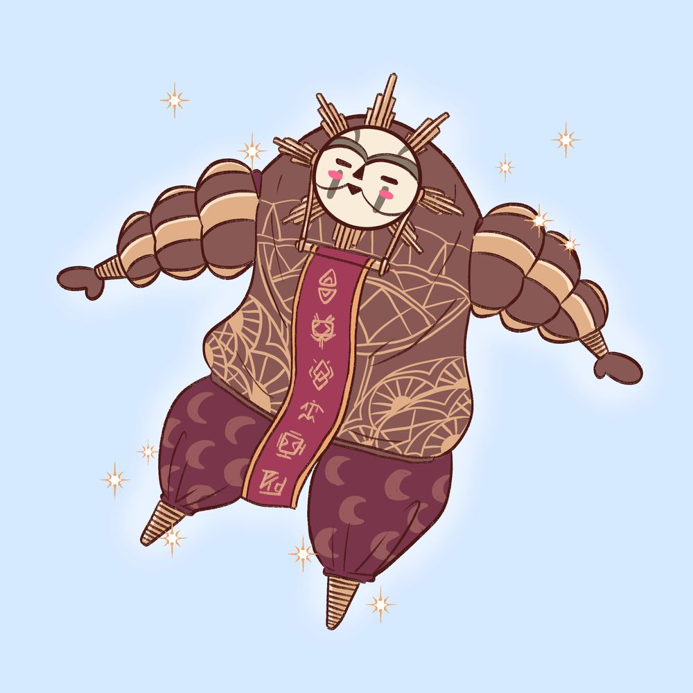 a digital drawing of esquie from clair obscur: expedition 33 floating