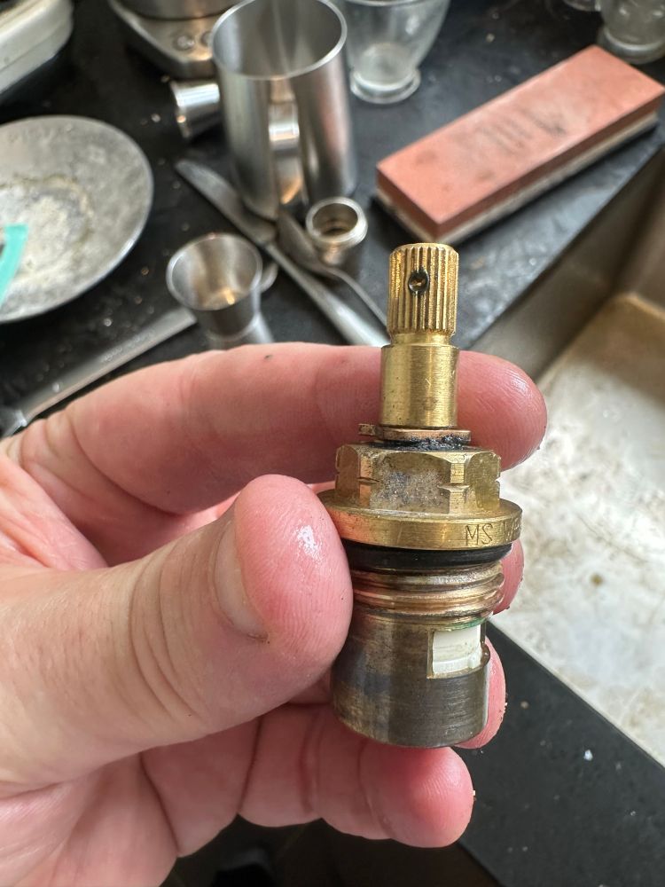   Dirty Brass tap valve. 