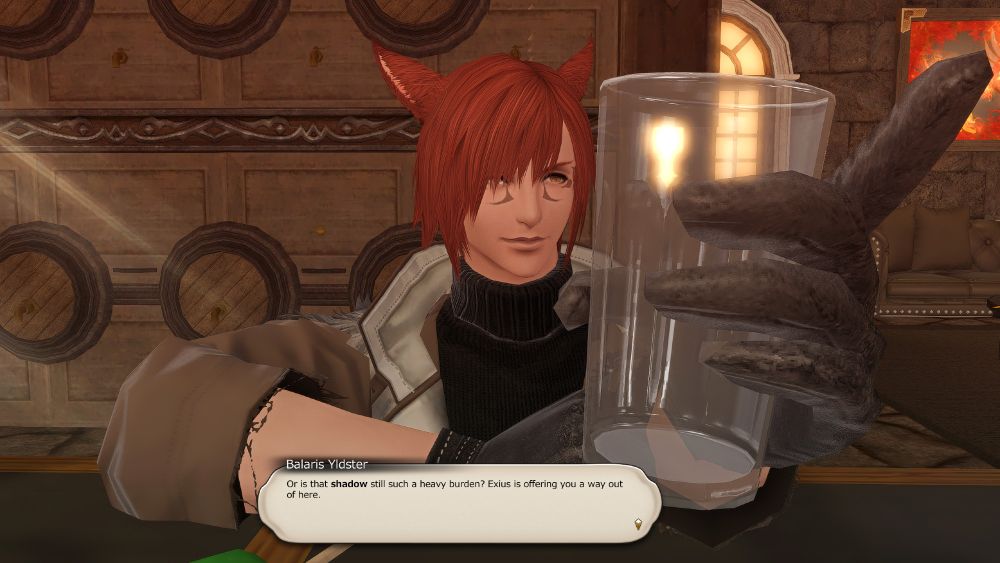 It seems that Vhel carries a shadow or something heavy that happened when he was an adventurer. Balaris tries to put some pressure on Vhel to accept.