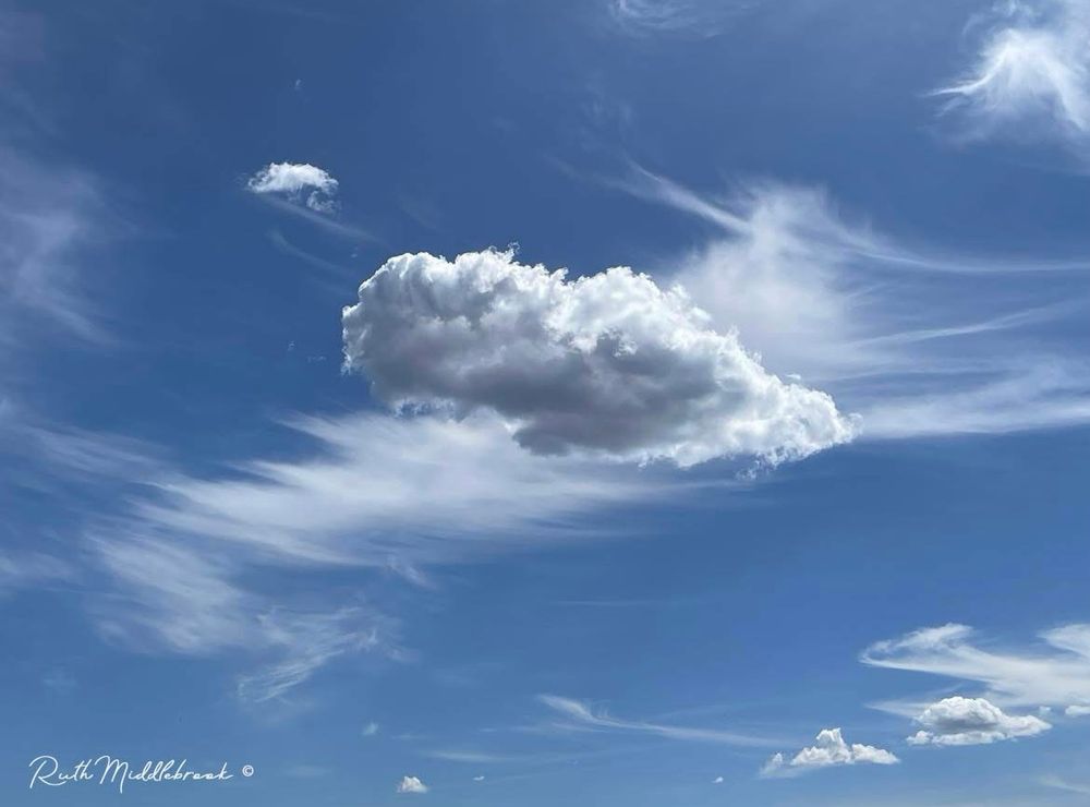 A blue sky with interesting clouds