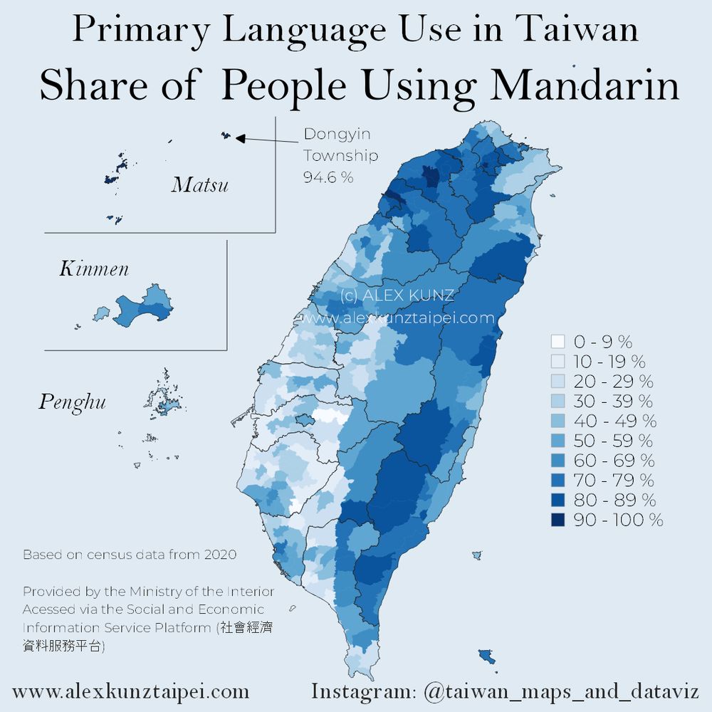 Share of people speaking Mandarin in Taiwan. 