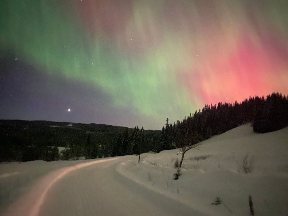 A farm in Norway illuminated by the Northern Lights
