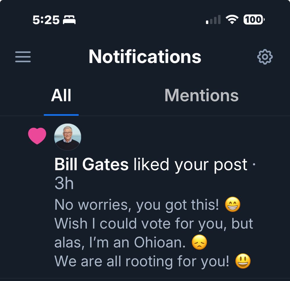 Image of comment encouraging New York mayor candidate Zohran Mamdani, allegedly like by Bill Gates on BlueSky. 