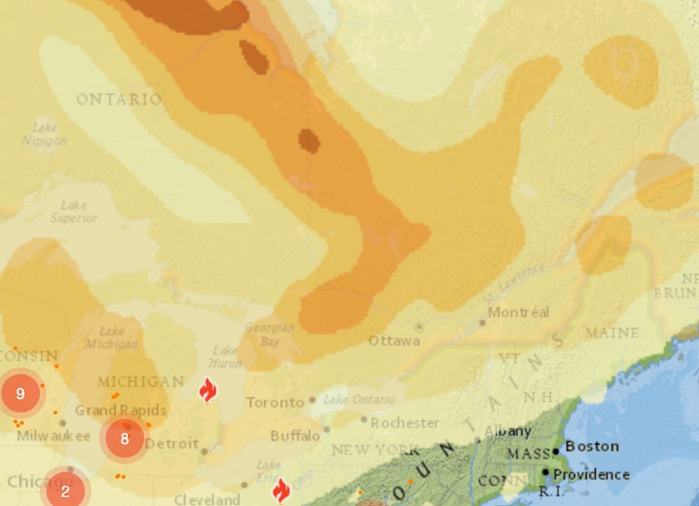 Map showing smoke cover 