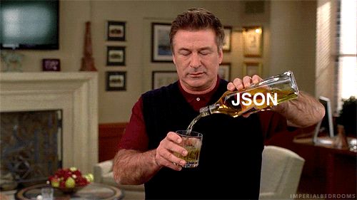Jack Donaghy pouring a huge glass of JSON