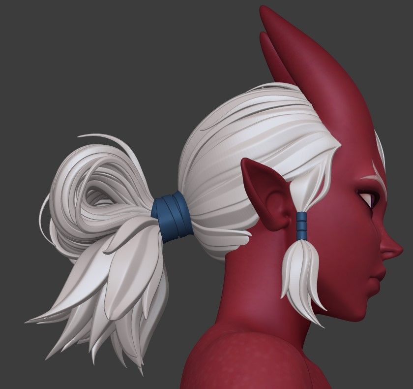 screenshot of a stylized hairstyle on a red demon