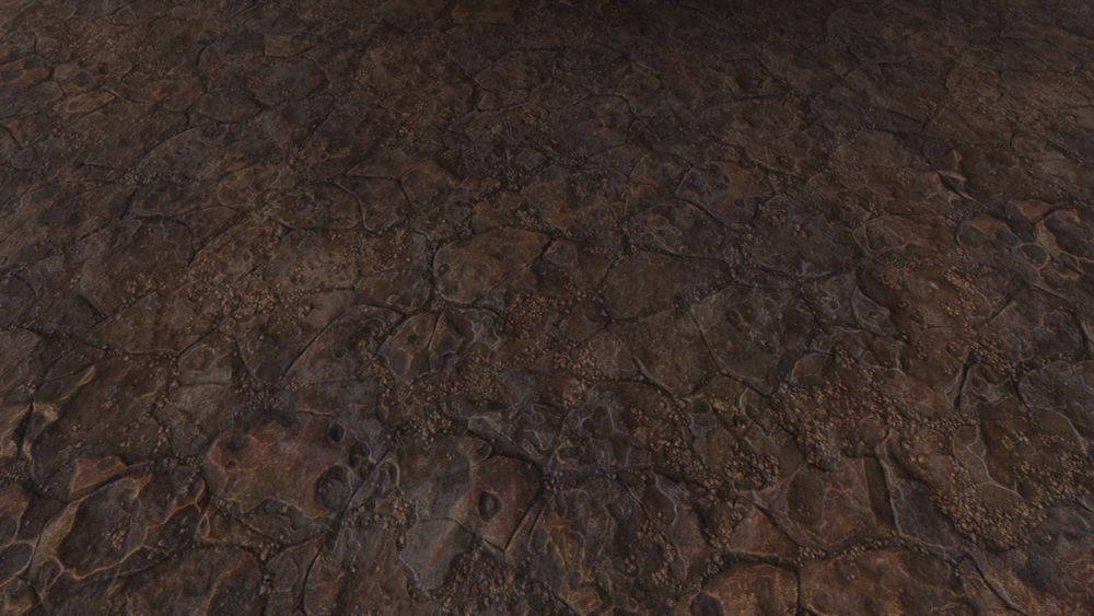 same as before, but the rocky ground is porous