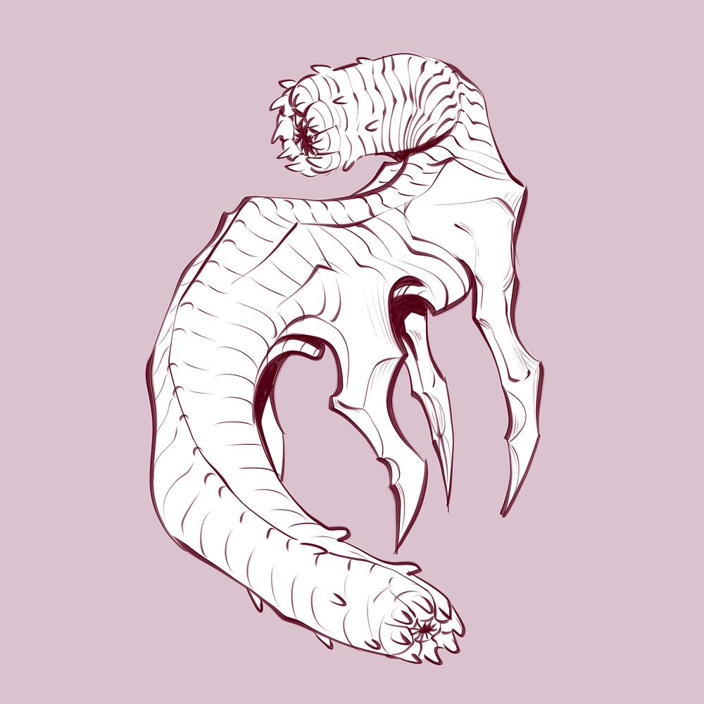 image of a leach monster with spiked legs, vaguely in the shape of a dog