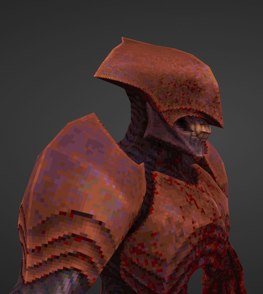 screwwnshot of a retro gameart character, close up side view of the face