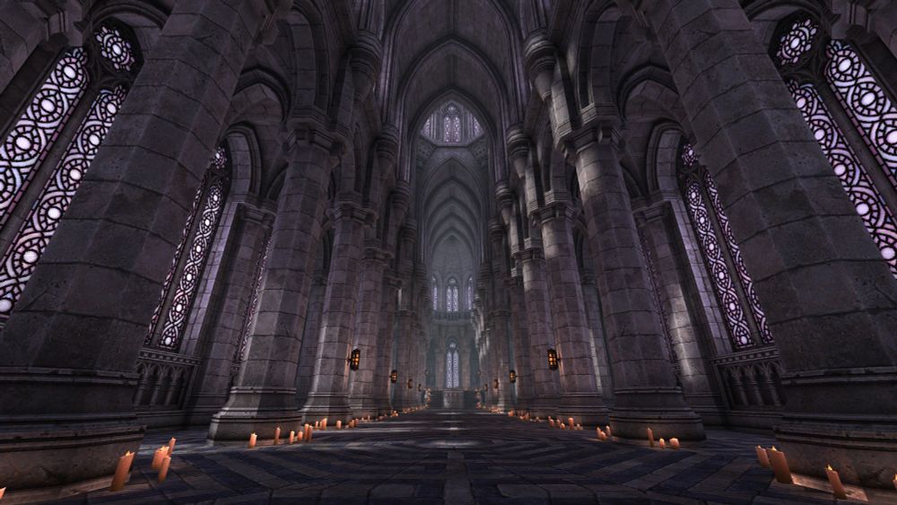 screenshot of a retro gameart cathedral interior