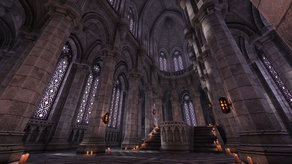 screenshot of a retro gameart cathedral interior