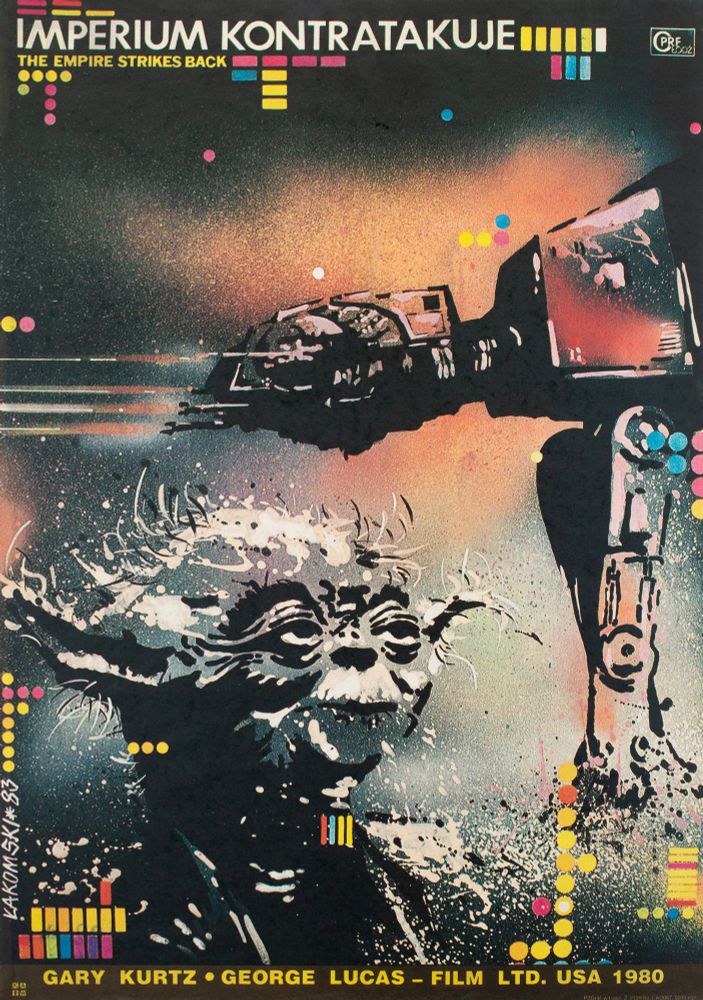 Polish poster for THE EMPIRE STRIKES BACK, featuring a stoned-looking Yoda.