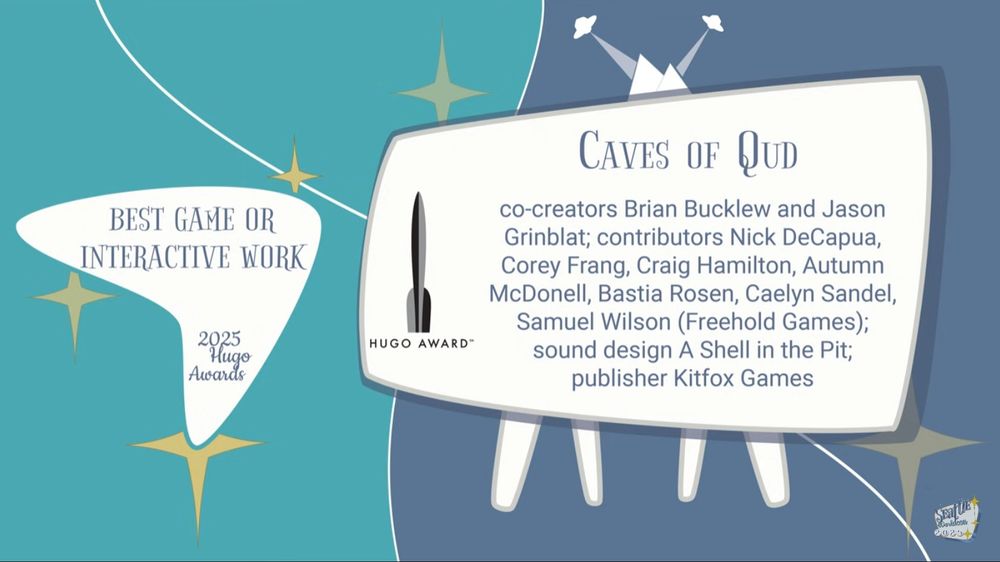 Caves of Qud Hugo Award finalist for Best Game or Interactive Work
