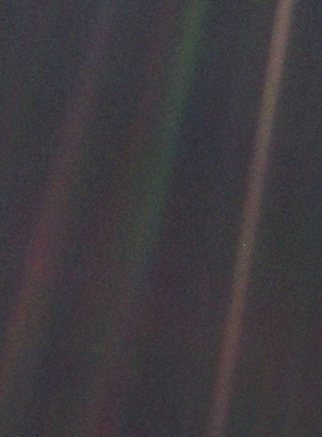 Pale blue dot photo.
Earth photographed from 6 billion kilometers away. 