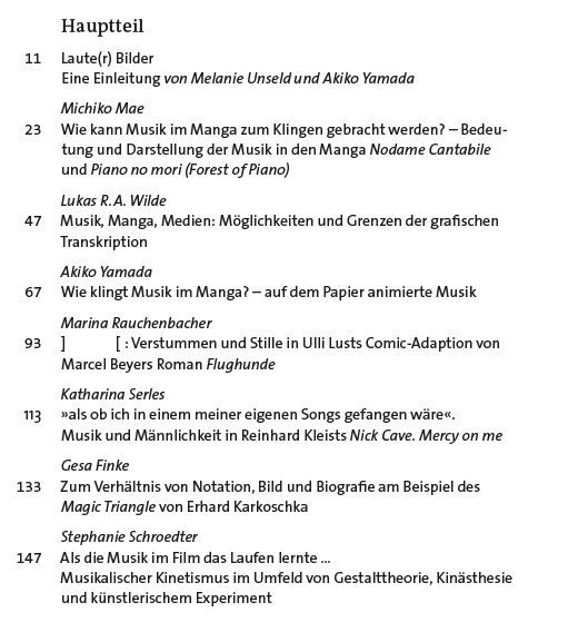ToC Jahrbuch Musik und Gender: „Laute(r) Bilder. Musik in Manga, Comic & Co.“