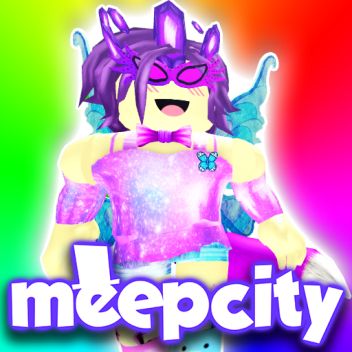 The icon for the Roblox game "Meepcity," in which a girl in sparkly clothing looks slightly past the viewer. A lot of good memories were made here.