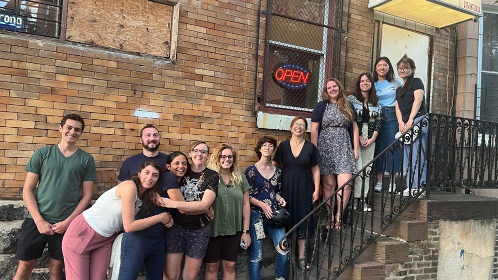 Geffen lab on the stairs of Abyssinia.