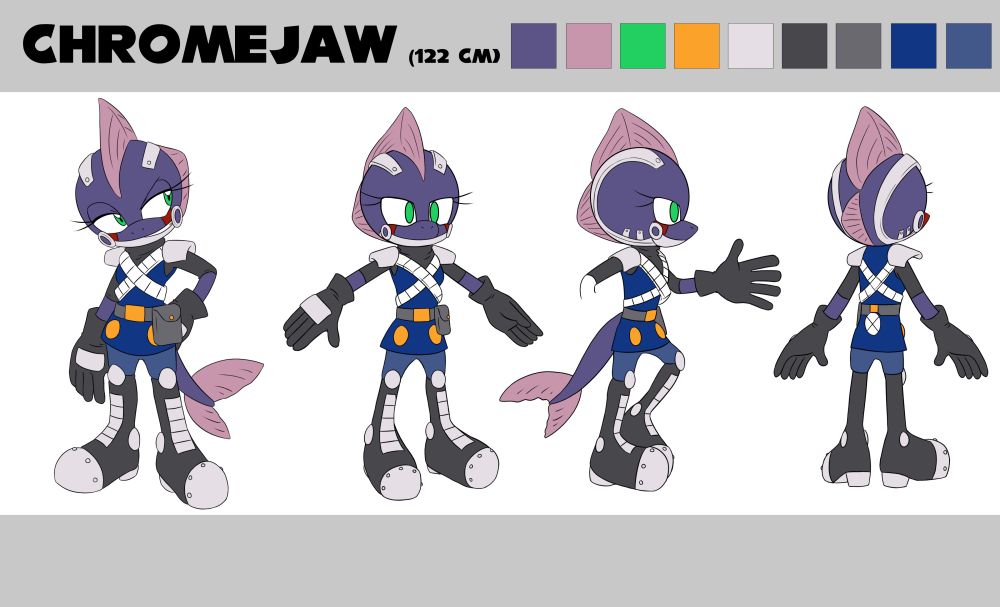 Chromejaw reference sheet by Honeyleif