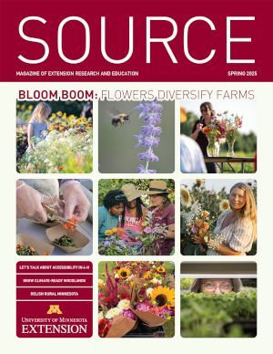 The spring 2025 cover of Source magazine featuring a collage of photos about flower farming.