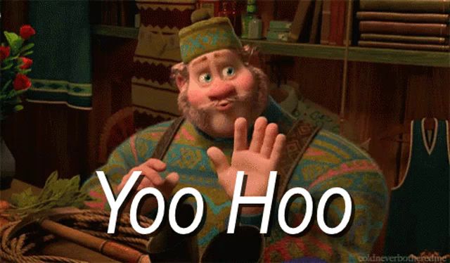 a cartoon character says " yoo hoo " in a room