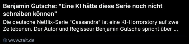 Benjamin Gutsche saying that AI could not have written such a series. LMAO
