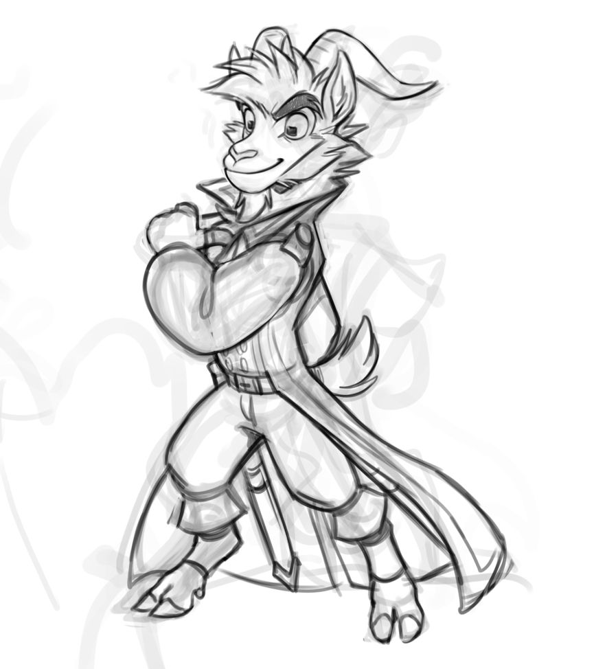 Sketch of Ira, my goat swordsman character