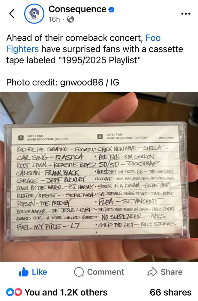 Mixtapes that the Foo Fighters handed out at a show in SLO 09/13/25. 