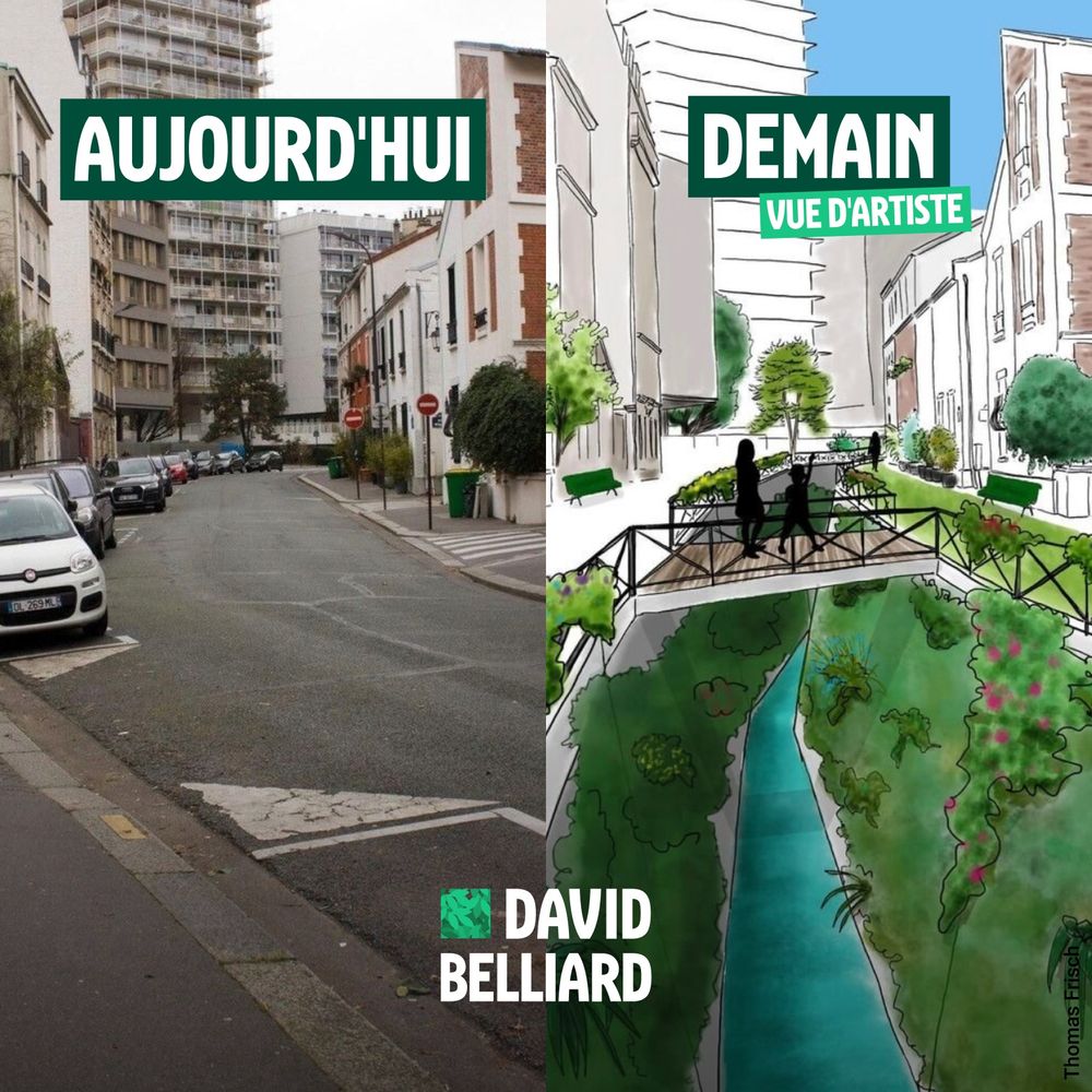 Avant / après de la Bièvre dans une rue de Paris 
