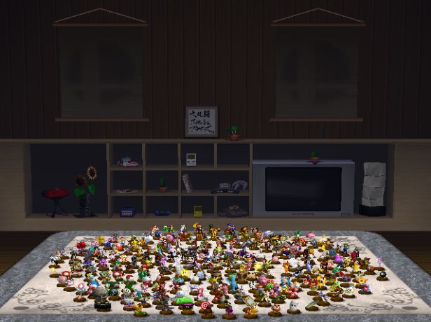 screenshot of the trophy hoard from super smash bros melee