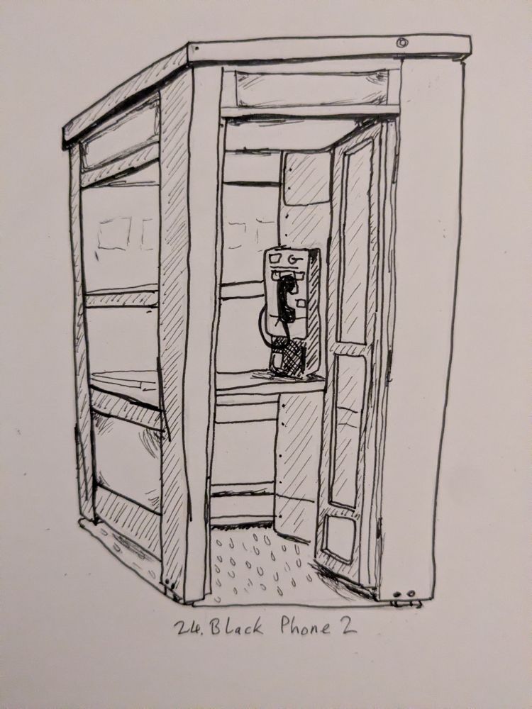 Ink drawing of an American style phone booth